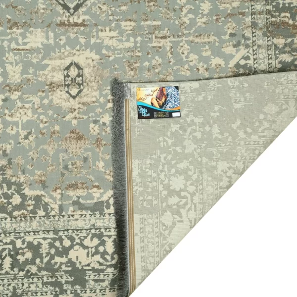 فرش ماشینی 400 شانه دنیای فرش زمینه و حاشیه سیلور مدل ترلان کد 4006 - Image 2